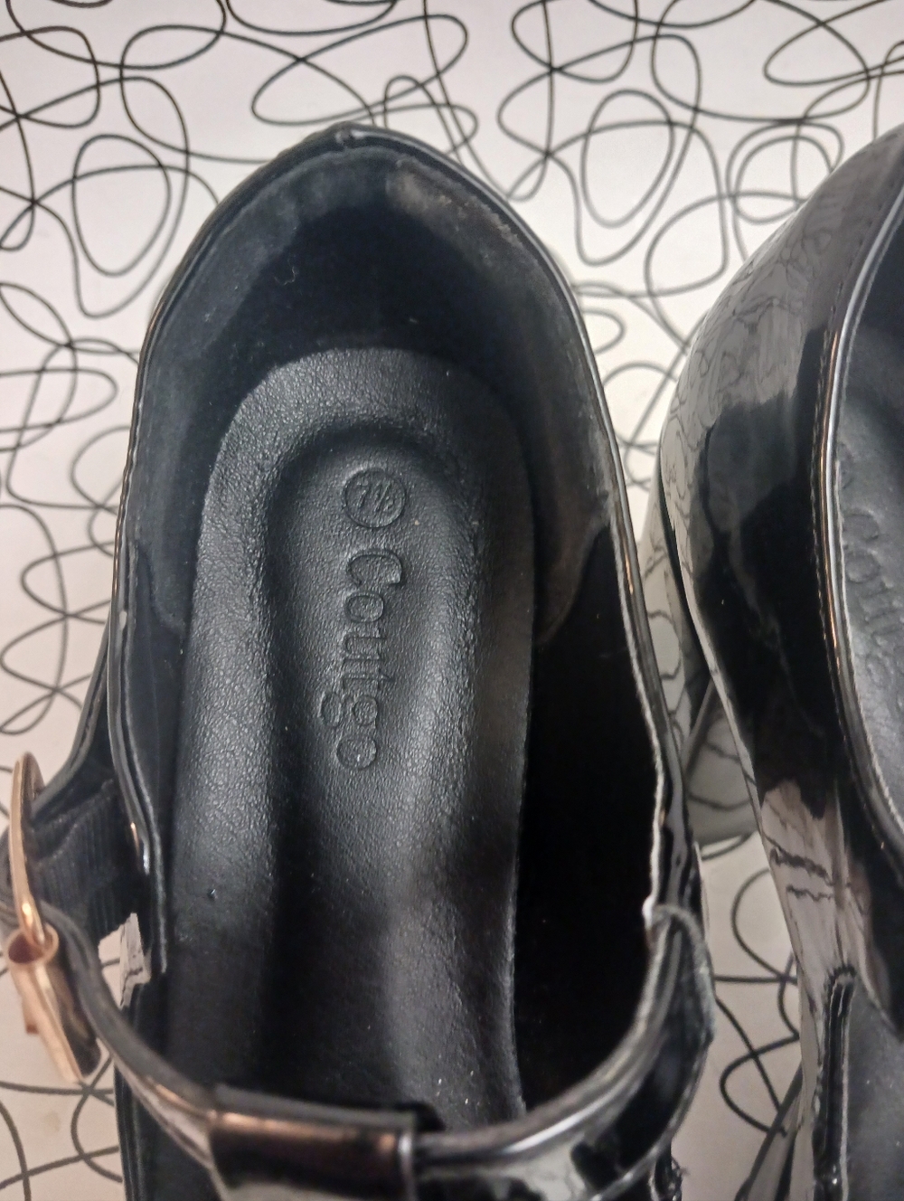 Black Patent Mary Jane Heels - Platform  Women's Dress Shoes Size 7.5 - Picture 6 of 7